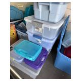 Plastic Storage Totes & Lids - Clear/Blue Assorted Sizes