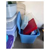 Plastic Storage Totes & Lids - Clear/Blue Assorted Sizes