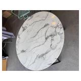 Round Table - Faux Marble Top, Dark Metal Base