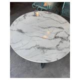 Round Table - Faux Marble Top, Dark Metal Base