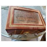 Burl Wood Cigar Humidor with Glass Top, Hygrometer, Lock