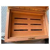 Burl Wood Cigar Humidor with Glass Top, Hygrometer, Lock