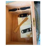 Burl Wood Cigar Humidor with Glass Top, Hygrometer, Lock