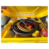 Yellow Car Emergency Kit Box - Jumper Cables & Tire Inflator