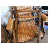 Vintage Carved Wood Rocking Chair - Floral Damask Upholstery