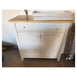 Beadboard Base Cabinet with Butcher Block Top - White