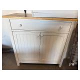 Beadboard Base Cabinet with Butcher Block Top - White