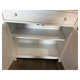 Beadboard Base Cabinet with Butcher Block Top - White