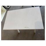 White Work Table with Lower Shelf - Compact Garage/Workshop Craft Table