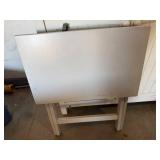 White Work Table with Lower Shelf - Compact Garage/Workshop Craft Table
