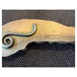 Vintage Mid-Century Signed Turquoise Necklace 3 Panel Crescent Design 22g Vintage Mid-Century Signed Turquoise Necklace 3 Panel Crescent Design 22g