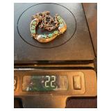 Vintage Mid-Century Signed Turquoise Necklace 3 Panel Crescent Design 22g Vintage Mid-Century Signed Turquoise Necklace 3 Panel Crescent Design 22g