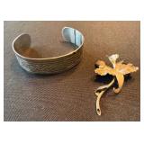 COUMADIN Cuff Bracelet & 900 Silver Floral Brooch Jewelry Lot COUMADIN Cuff Bracelet & 900 Silver Floral Brooch Jewelry Lot