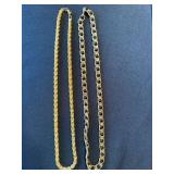 2 Gold Tone Costume Necklaces Rope Chain & Black Bead Link Lot 2 Gold Tone Costume Necklaces Rope Chain & Black Bead Link Lot