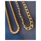 2 Gold Tone Costume Necklaces Rope Chain & Black Bead Link Lot 2 Gold Tone Costume Necklaces Rope Chain & Black Bead Link Lot