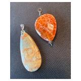 Large Stone Pendant Lot 2 Teardrop Jasper & Orange Agate Style Large Stone Pendant Lot 2 Teardrop Jasper & Orange Agate Style