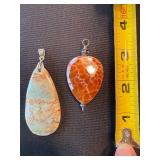 Large Stone Pendant Lot 2 Teardrop Jasper & Orange Agate Style Large Stone Pendant Lot 2 Teardrop Jasper & Orange Agate Style
