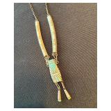 D. Luck Zuni Sterling Silver Opal Inlay Necklace 20.7g Vintage D. Luck Zuni Sterling Silver Opal Inlay Necklace 20.7g Vintage