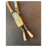 D. Luck Zuni Sterling Silver Opal Inlay Necklace 20.7g Vintage D. Luck Zuni Sterling Silver Opal Inlay Necklace 20.7g Vintage