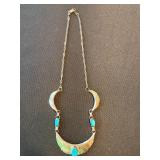 Vintage Sterling Silver Turquoise Southwest Necklace 16in 25g Vintage Sterling Silver Turquoise Southwest Necklace 16in 25g