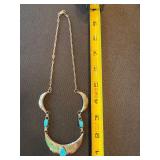 Vintage Sterling Silver Turquoise Southwest Necklace 16in 25g Vintage Sterling Silver Turquoise Southwest Necklace 16in 25g