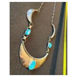 Vintage Sterling Silver Turquoise Southwest Necklace 16in 25g Vintage Sterling Silver Turquoise Southwest Necklace 16in 25g