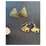 Mixed Lot 5 Pairs of Silver and Mixed Earrings Beaded Brass Pottery Southwest Mixed Lot 5 Pairs of Silver and Mixed Earrings Beaded Brass Pottery Southwest