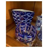 Blue & White Decor Lot Calico Creamer Tea Mug Planter Cobalt Bowl