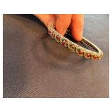 Vintage Gold Hinged Bangle Bracelet Red Rhinestones Repair (Not Tested) Vintage Gold Hinged Bangle Bracelet Red Rhinestones Repair (Not Tested)