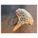 Vintage Art Deco Filigree Amethyst Ring Finished with Seed Pearl Halo 14K Vintage Art Deco Filigree Amethyst Ring Finished with Seed Pearl Halo 14K