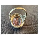 Vintage Art Deco Filigree Amethyst Ring Finished with Seed Pearl Halo 14K Vintage Art Deco Filigree Amethyst Ring Finished with Seed Pearl Halo 14K