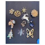 Vintage Costume Jewelry Brooch Pin Lot Holiday Reindeer Butterfly 13pc Vintage Costume Jewelry Brooch Pin Lot Holiday Reindeer Butterfly 13pc