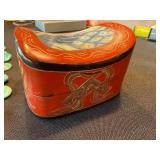 Vintage Necklace & Red Lacquer Style Trinket Box Mixed Decor Lot Vintage Necklace & Red Lacquer Style Trinket Box Mixed Decor Lot