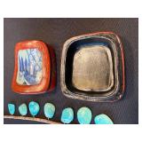 Vintage Necklace & Red Lacquer Style Trinket Box Mixed Decor Lot Vintage Necklace & Red Lacquer Style Trinket Box Mixed Decor Lot