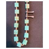 Southwestern Style Turquoise Bead Heishi Necklace Unmarked 14in Southwestern Style Turquoise Bead Heishi Necklace Unmarked 14in