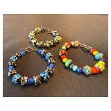 3 Handmade Lampwork Art Glass Beaded Bracelets Toggle Clasp Lot 3 Handmade Lampwork Art Glass Beaded Bracelets Toggle Clasp Lot