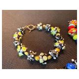 3 Handmade Lampwork Art Glass Beaded Bracelets Toggle Clasp Lot 3 Handmade Lampwork Art Glass Beaded Bracelets Toggle Clasp Lot