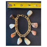 Vintage Gold Tone Chain Bracelet w/ Stone Dangle Charms Unmarked Vintage Gold Tone Chain Bracelet w/ Stone Dangle Charms Unmarked