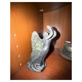 Angel Figurine Candle Holder Black Green Gothic Decor Used Angel Figurine Candle Holder Black Green Gothic Decor Used
