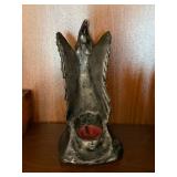Angel Figurine Candle Holder Black Green Gothic Decor Used Angel Figurine Candle Holder Black Green Gothic Decor Used