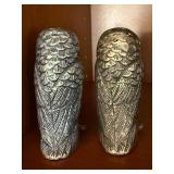 Vintage Owl Figural Salt Pepper Shaker Set Silver Tone Metal Vintage Owl Figural Salt Pepper Shaker Set Silver Tone Metal