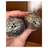 Vintage Owl Figural Salt Pepper Shaker Set Silver Tone Metal Vintage Owl Figural Salt Pepper Shaker Set Silver Tone Metal