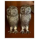Vintage Owl Figural Salt Pepper Shaker Set Silver Tone Metal Vintage Owl Figural Salt Pepper Shaker Set Silver Tone Metal