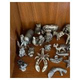 Assorted Cast Metal Figurine Lot Pewter Tone Animals Miniatures Decor Assorted Cast Metal Figurine Lot Pewter Tone Animals Miniatures Decor