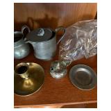 Antique Vintage Pewter Tableware Lot Tankard Pitchers Plate Brass Stick Antique Vintage Pewter Tableware Lot Tankard Pitchers Plate Brass Stick