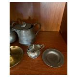 Antique Vintage Pewter Tableware Lot Tankard Pitchers Plate Brass Stick Antique Vintage Pewter Tableware Lot Tankard Pitchers Plate Brass Stick