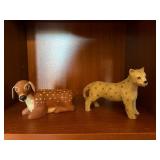 Hand Painted Spotted Animal Figurines Deer & Cat Pair Shelf Decor Hand Painted Spotted Animal Figurines Deer & Cat Pair Shelf Decor