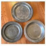Antique Pewter Plates Set of 3 European Touchmarked ca. 1800 Antique Pewter Plates Set of 3 European Touchmarked ca. 1800