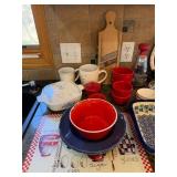 Mixed Kitchen Serveware Lot Polish Pottery Corning Ware Tray Bowls Mixed Kitchen Serveware Lot Polish Pottery Corning Ware Tray Bowls