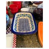 Mixed Kitchen Serveware Lot Polish Pottery Corning Ware Tray Bowls Mixed Kitchen Serveware Lot Polish Pottery Corning Ware Tray Bowls